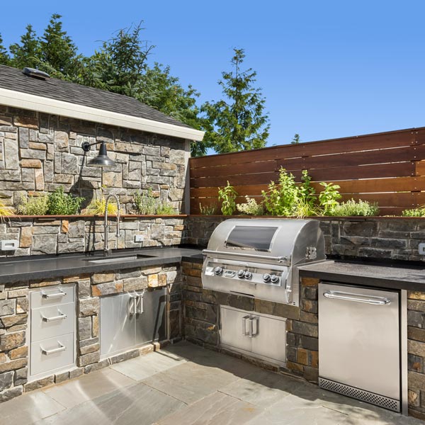 outdoor kitchen area
